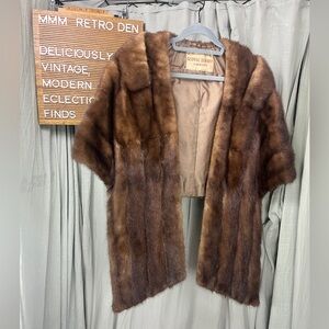 Vintage Brown Mink Fur Stole by George Benioff Furriers